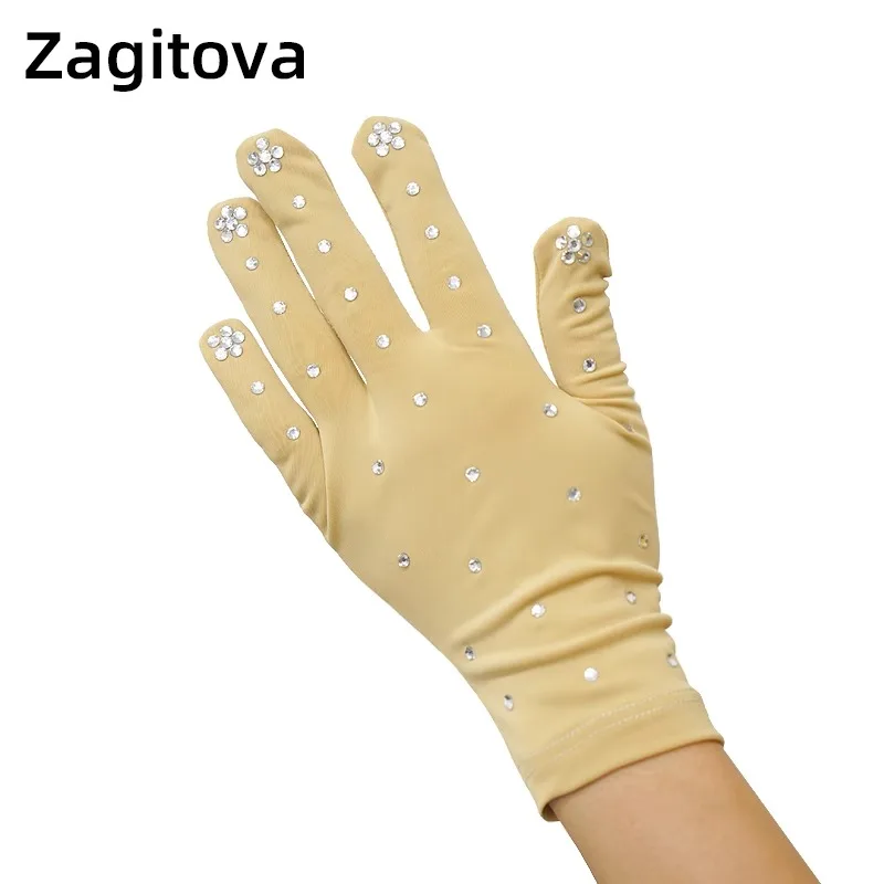 customized figure skating gloves for girls adults hot stamping magic anti slip imitation nail drill gymnastics accessories