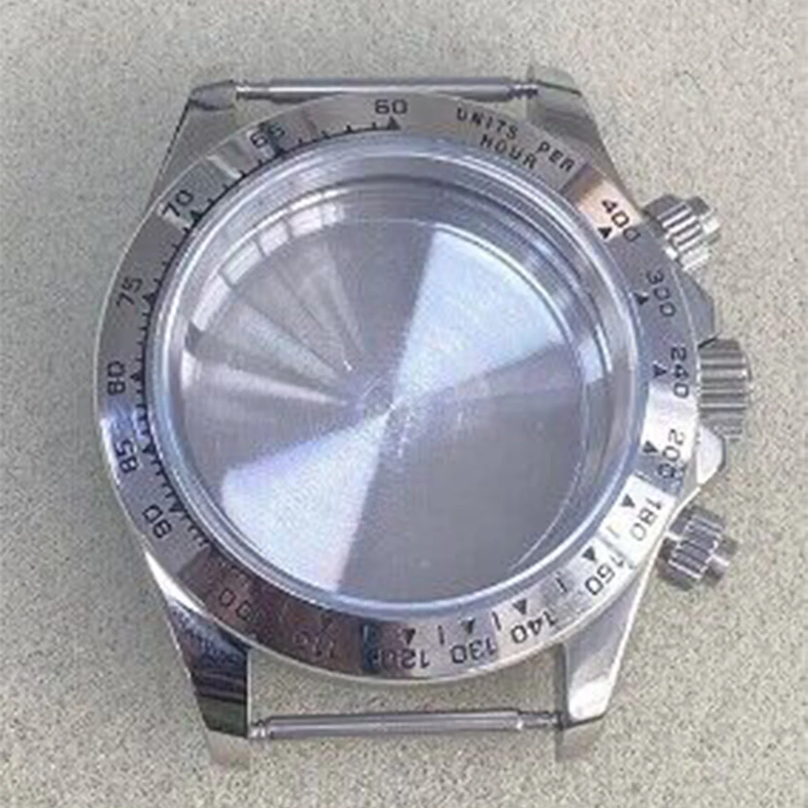 For VK63 Movement Stainless Steel Case 39mm Sapphire Mirror Stainless Steel Watch Case Silver Crown