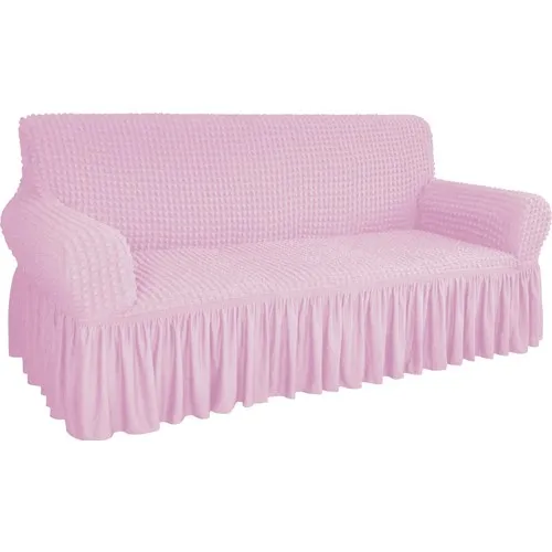 Bogda Gossamer Seat Sofa Cover Set Stretch Fitted Skirted Seat Sofa Cover (3kişilik) Set Pink