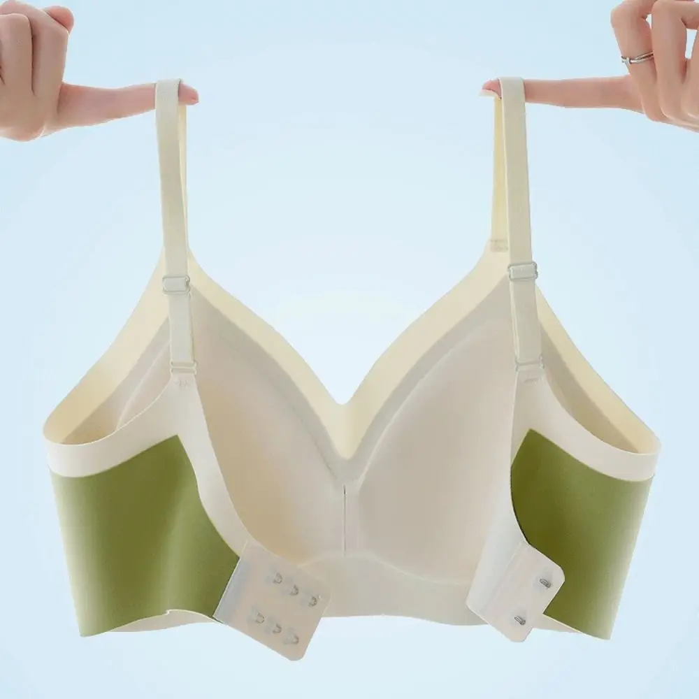 Sujetadores ajustados sin aros con escote en V profundo, ropa interior push-up antiflacidez de seda helada, sujetador de pechos recogidos a prueba de golpes para mujer