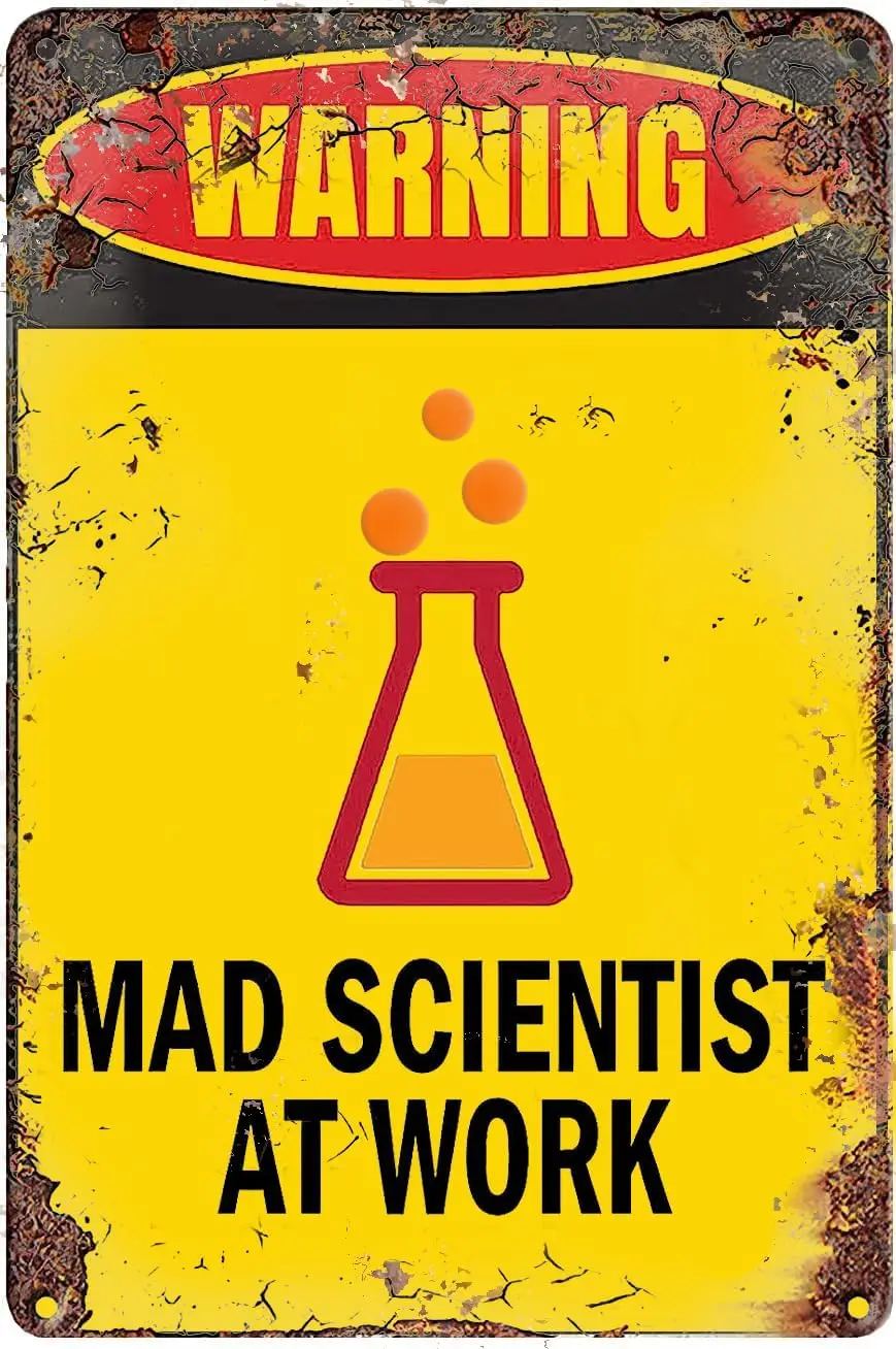 Mad Scientist Home Wall Decor - Mad Scientist Decorations Aluminum Signs Funny Vintage Metal Tin Sign Wall Art Decor , ZJTP08-al