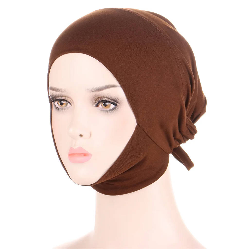 Muslim Women Undercap Bonnet Turbans Headtie Inner Hijabs Bonnet Elastic Adjustable Cotton Elastic Tie Up  Islamic Headscarf