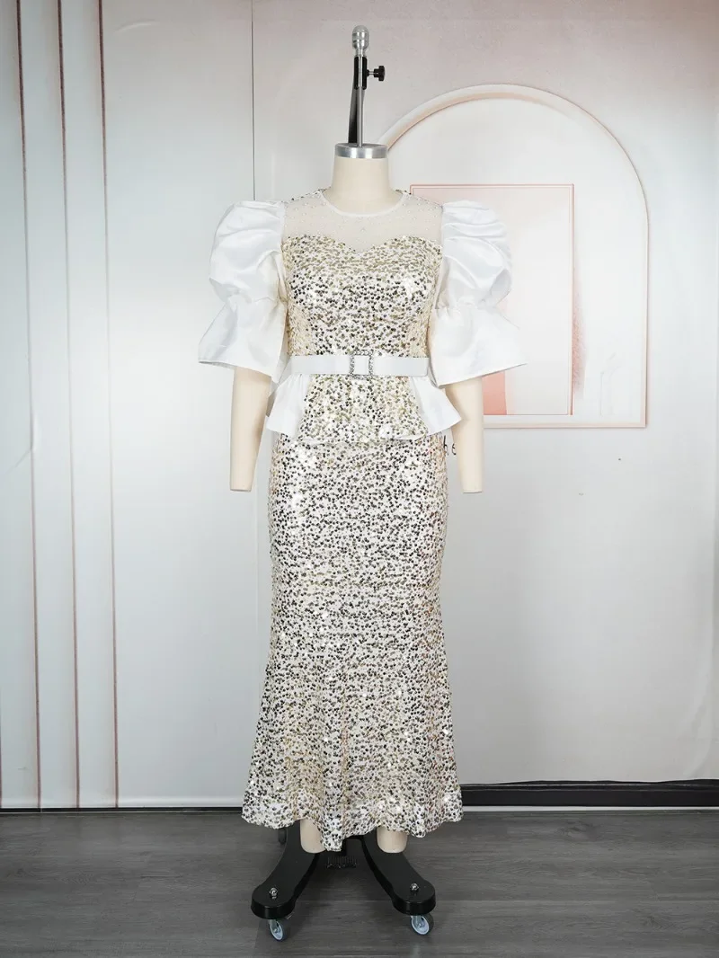 

Elegant plus Size African Sequin Evening Gown Luxury Turkey Wedding Party Dress for Women Fashionable Ladies Style