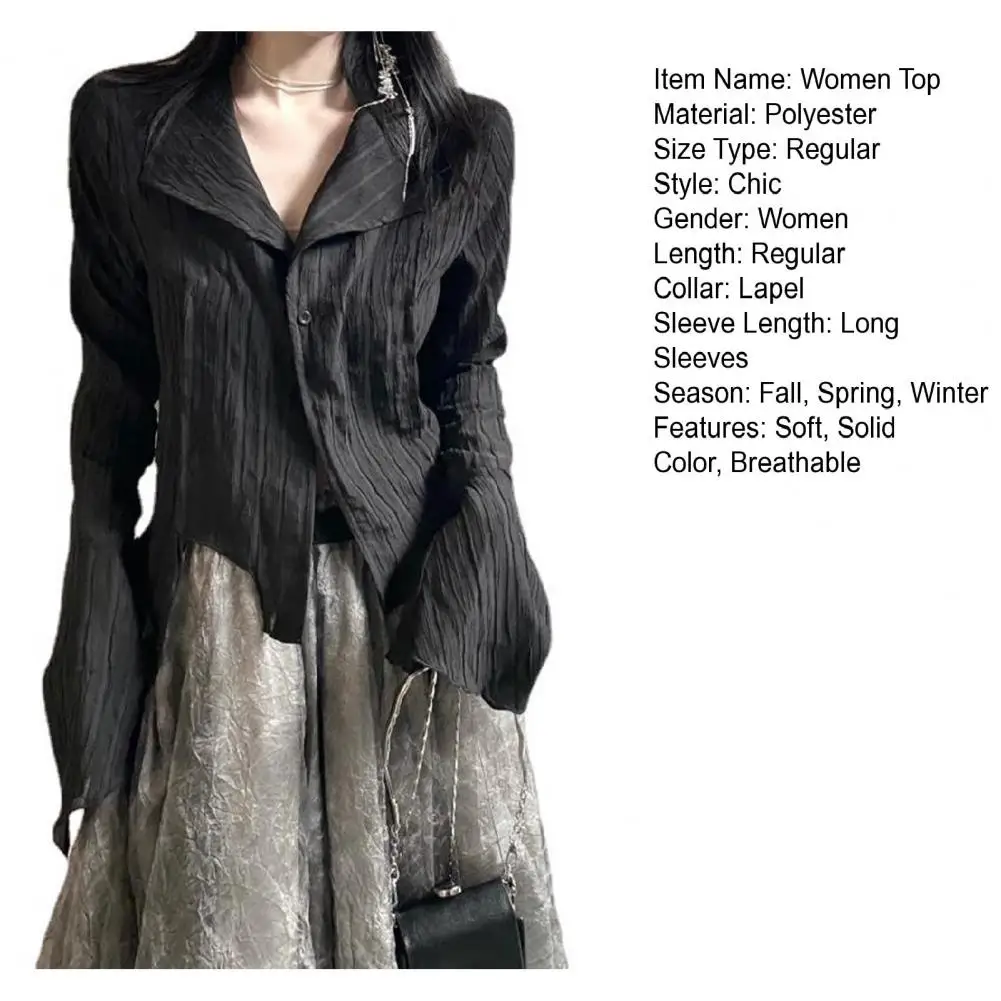 Deeptown Blouse Women Vintage Black Shirt Gothic Harjauku Pleated Button Up Korean Dark Tight Long Sleeve Aesthetic Female