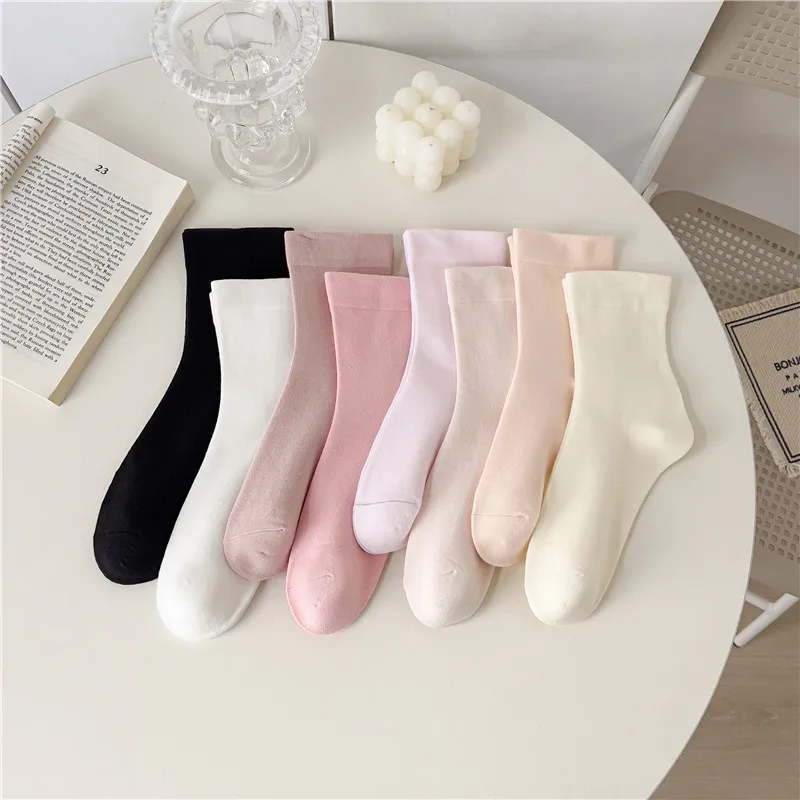 Spring and Autumn New Socks for Women Japan Postpartum Short Socks Pink Girls Casual Cotton Socks Solid Color Women's Socks