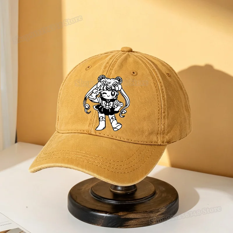 Sailor Moon Vintage Washed Baseball Cap Anime Print Dad Hat Adjustable Cotton Casual Unstructured Trucker Headgear Women Men - view 5