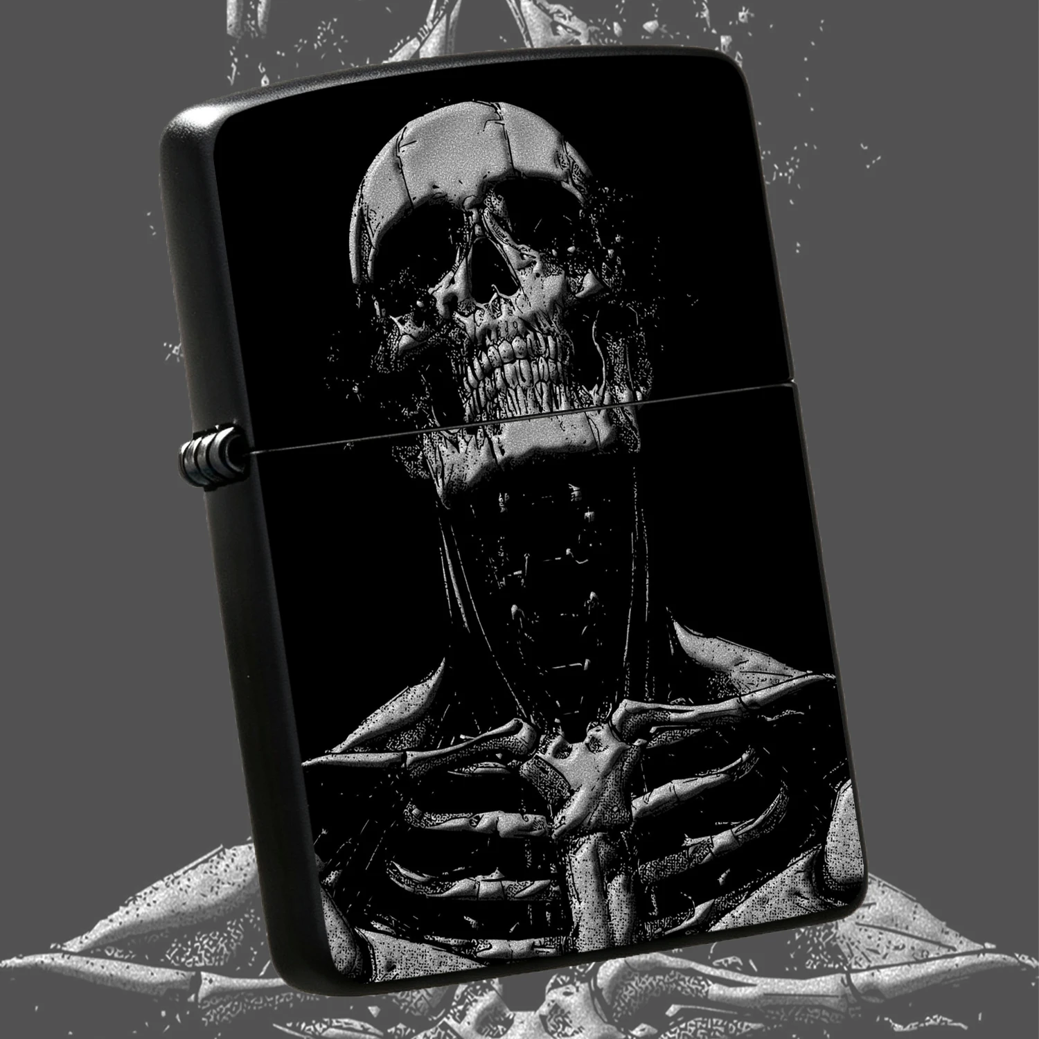 Vintage Dark Skeleton Windproof, Retro Grainy Skull Head Cool Full , Unique Niche Collectible Desktop Ornament, Practical Stylish Gift For Boyfriend Family Friends Outdoor Daily Ignition Use A Fun And Humorous Lighter