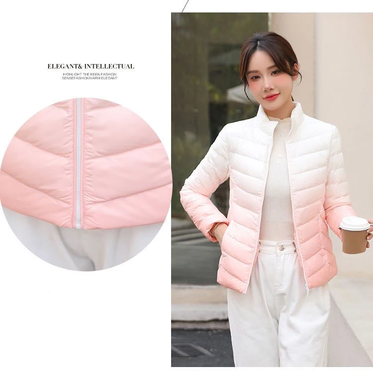 Women Down Jacket Ultra-light Thin 90% White Duck Down Jacket 2024 Autumn Winter Lady Slim Short Warm Coat Women Outerwear