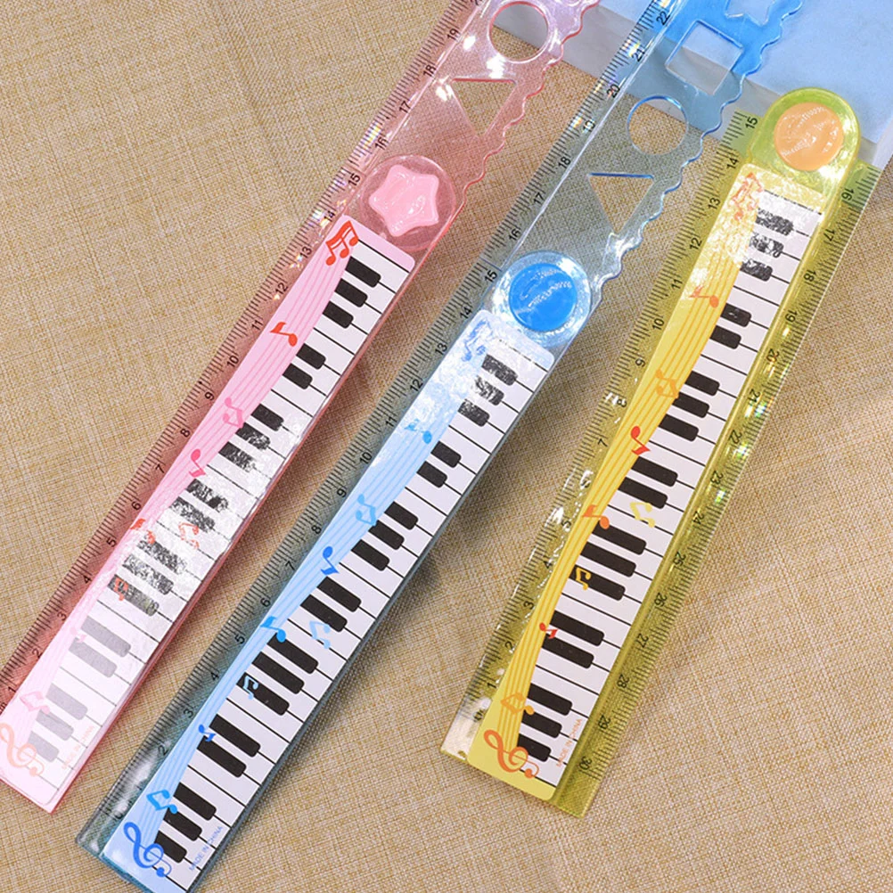 10 Pcs 30cm Piano Ruler Multi-function Children Reusable Straight Kids Accessory Precision Supply School Cartoon Student Pupils