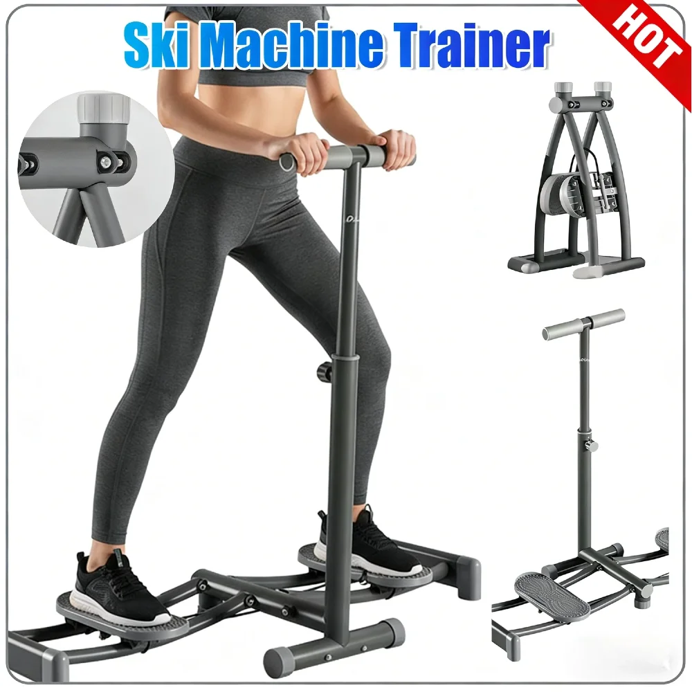 

Ski Machine for Pelvic Floor Muscle Training Non-Slip Pedals Foldable Design Quiet Wheels LCD Display for Hip Leg Strengthening