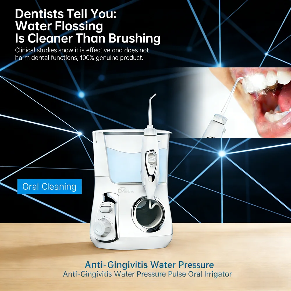 

Настольный ирригатор для полости рта 800 мл, 10 режимов, 5 насадок, электрический водный флоссер, аппарат для спа-терапии и ухода за полостью рта