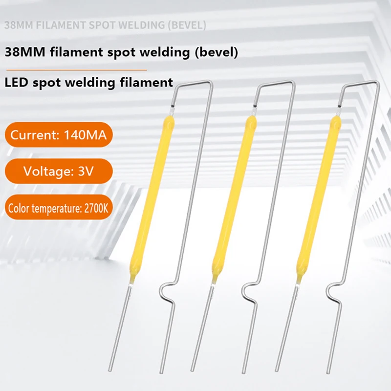 10Pcs 3v 38mm Led Filament Bulb Lamp Parts Ceramic Spot Welding Filament Wire Lamp Filament Led Diode Partial Bulb Chip