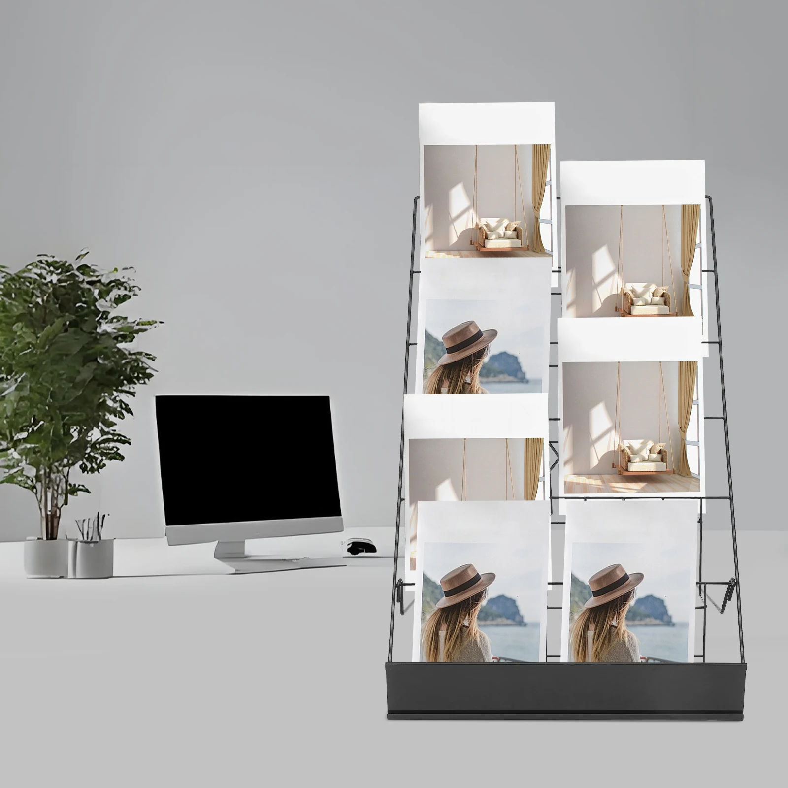 

6-уровневая проволочная стойка для столешницы, универсальный органайзер для книг и комиксов, прочная металлическая полка для хранения для офиса, гостиной