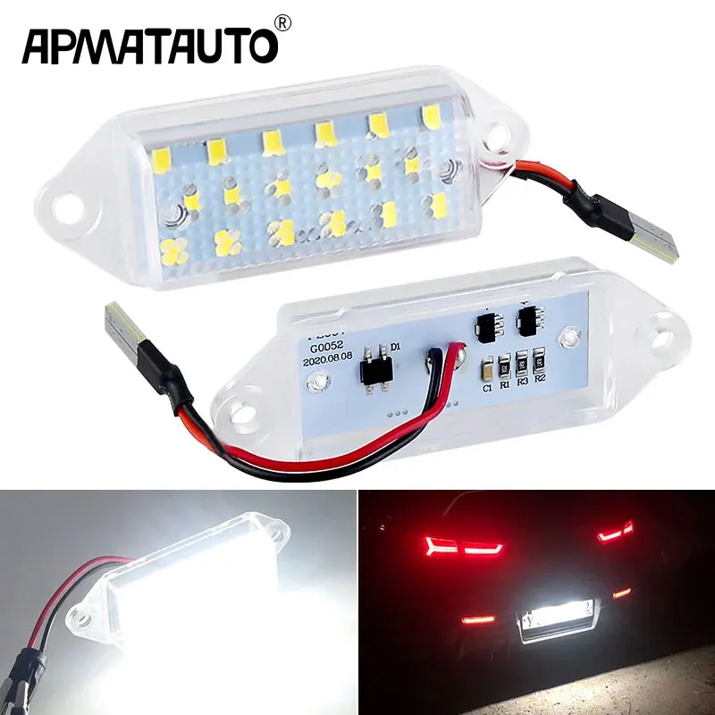 LEDナンバープレート電球,18SMD,白,黒,三菱ランサー2003-2017,Canbus,2個