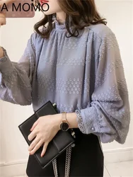 Vintage Lantern long Sleeve summer spring Women Shirt Blouses Single Breasted Blouse Female Loose Shirts Tops blusas mujer