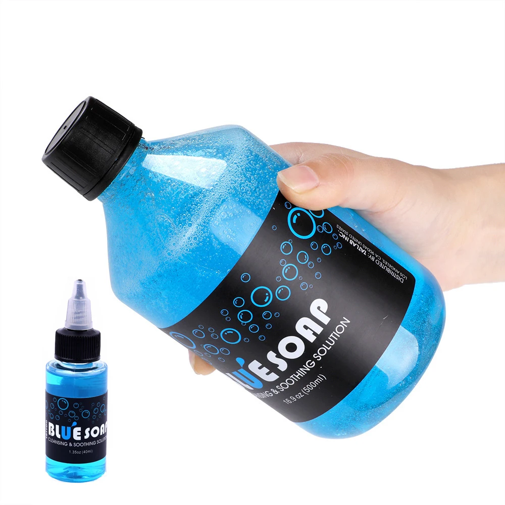 Quality Blue Soap With Tattoo Bottle Diffuser Squeeze Bottle Cleaning Soothing Solution Blue Algae Soap Tattoo Cleaning Supplies