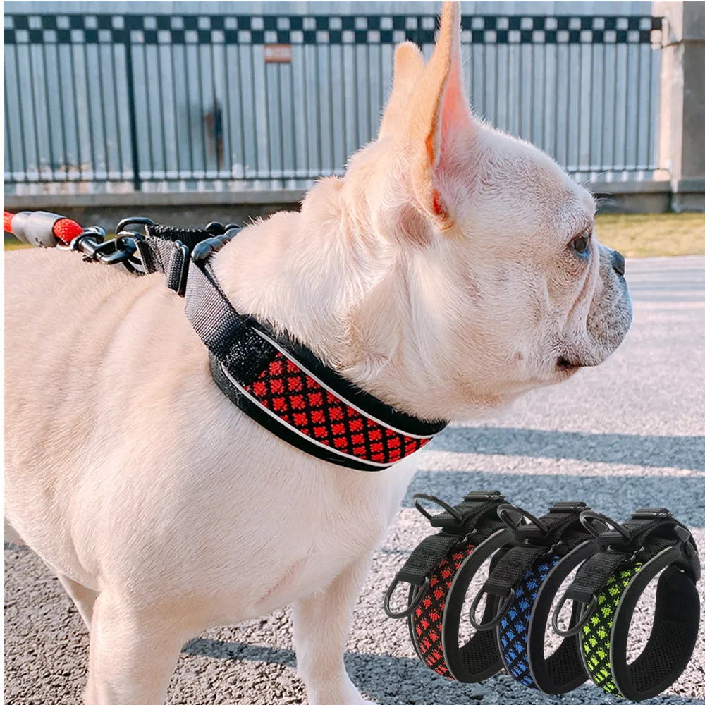 New Detachable Collar and Leash Set Pet Double D Ring Widening Luxury Reflective Dog Collar for Large Pitbul Pug French Bulldog