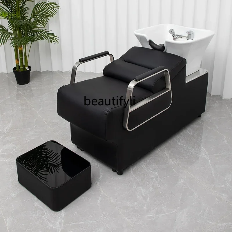 Barber Shop Shampoo Chair Lying Half Hairdressing Shop Ceramic for Hair Salon Hair Salon Flushing Bed