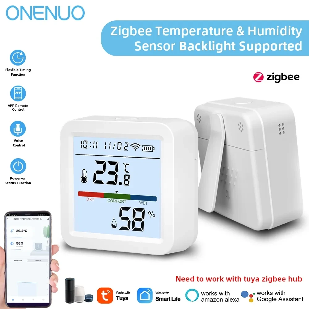 Tuya ZigBee Temperature Humidity Sensor LCD Display Indoor Thermometer Hygrometer Smart Life APP Remote Monitor Gateway Required