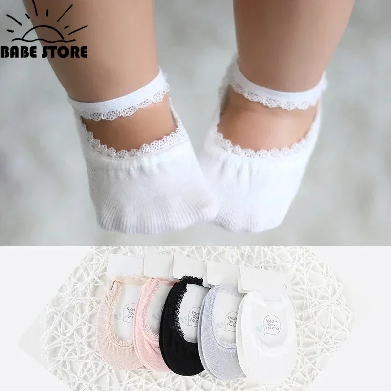 Newborn Baby Boat Socks Girls Summer Socks Kids 100% Cotton Breathable Thin Cute Lace Lace Boat Socks Girl Princess