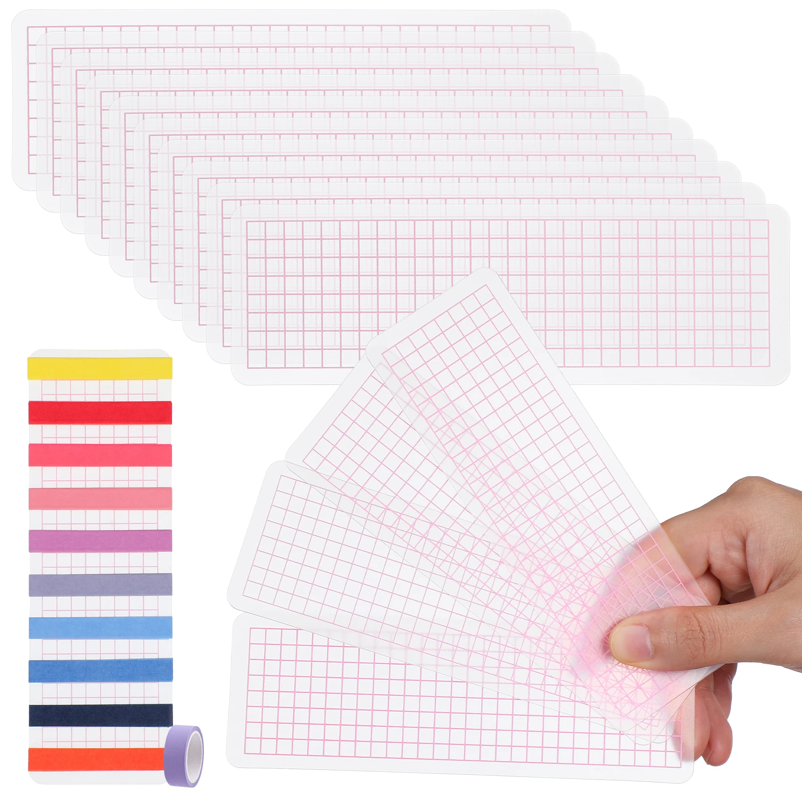 

40Pcs Washi Cards Tape Sample Boards Plastic Organizer for Office School Home Tape Storage Dispensers Washi Cards