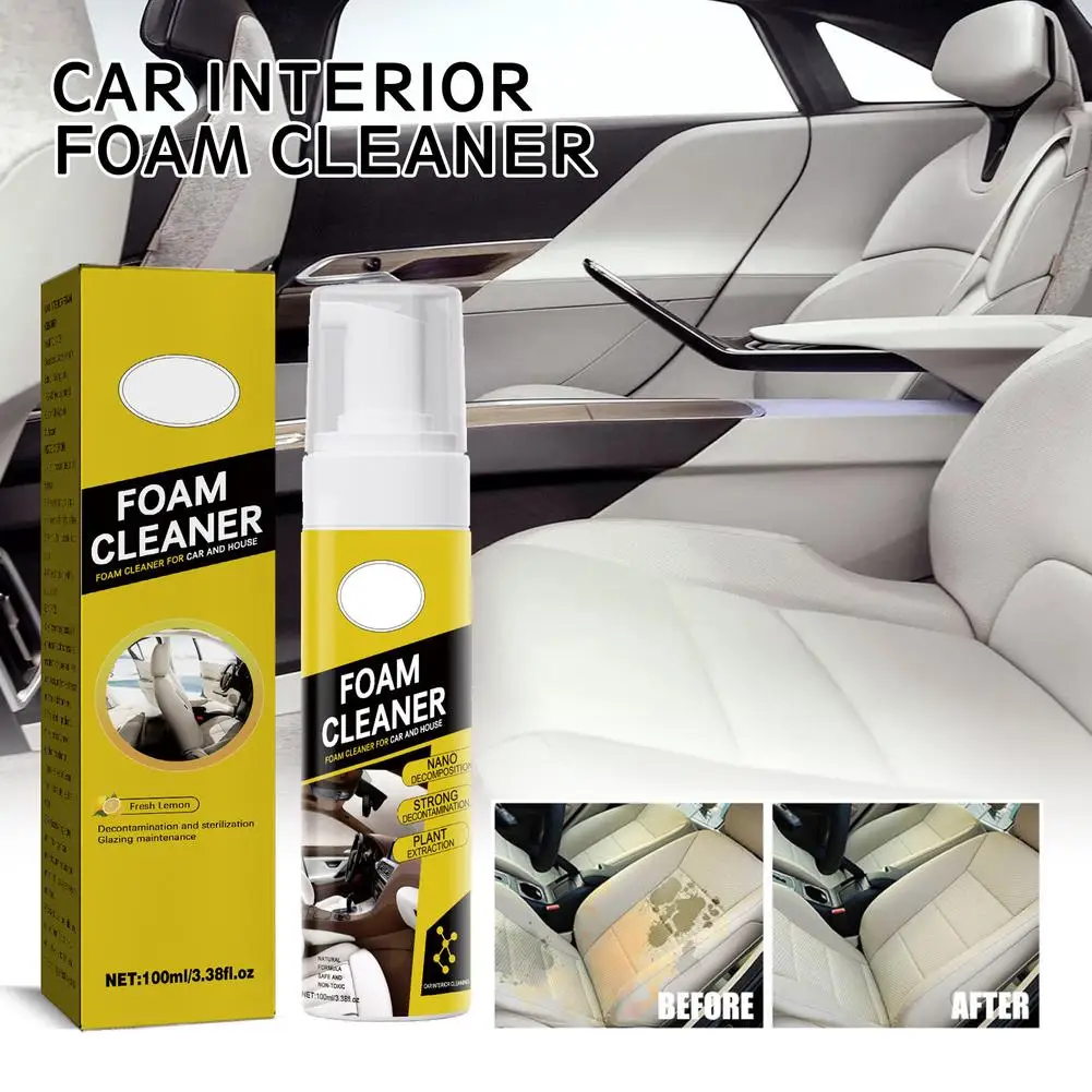 

100ml Multipurpose Foam Cleaner Spray Multifunctional Powerful Upholstery Stain Remover Cleaning Agent for Interior Ceiling Seat