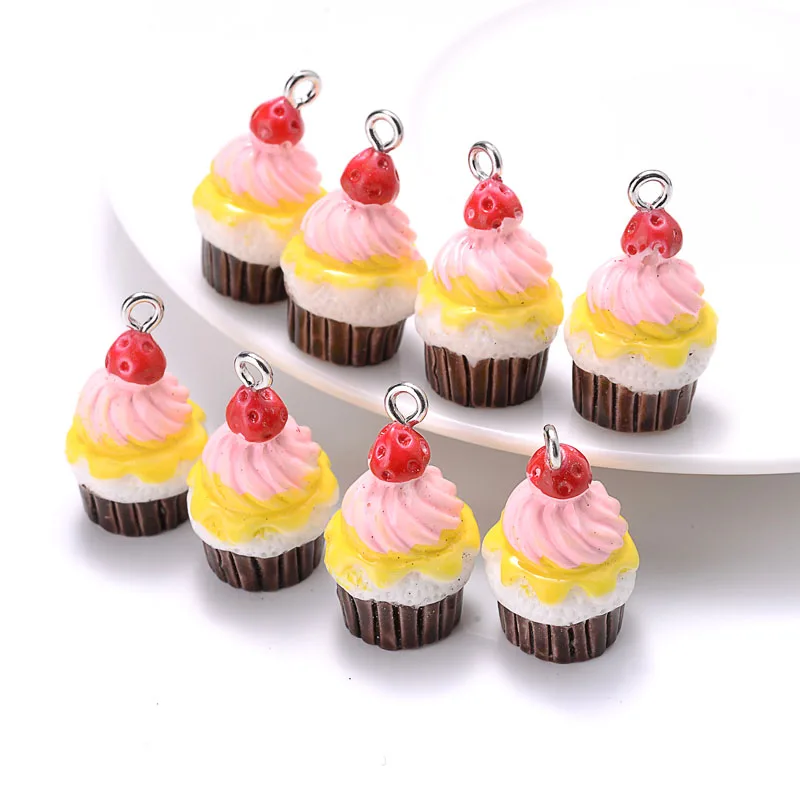 Wholesale 10Pcs/Pack 13x23mm Fahion Resin Pendant Sweet Little Cake Pendant For DIY Jewelry Making Necklace Earring Accessories