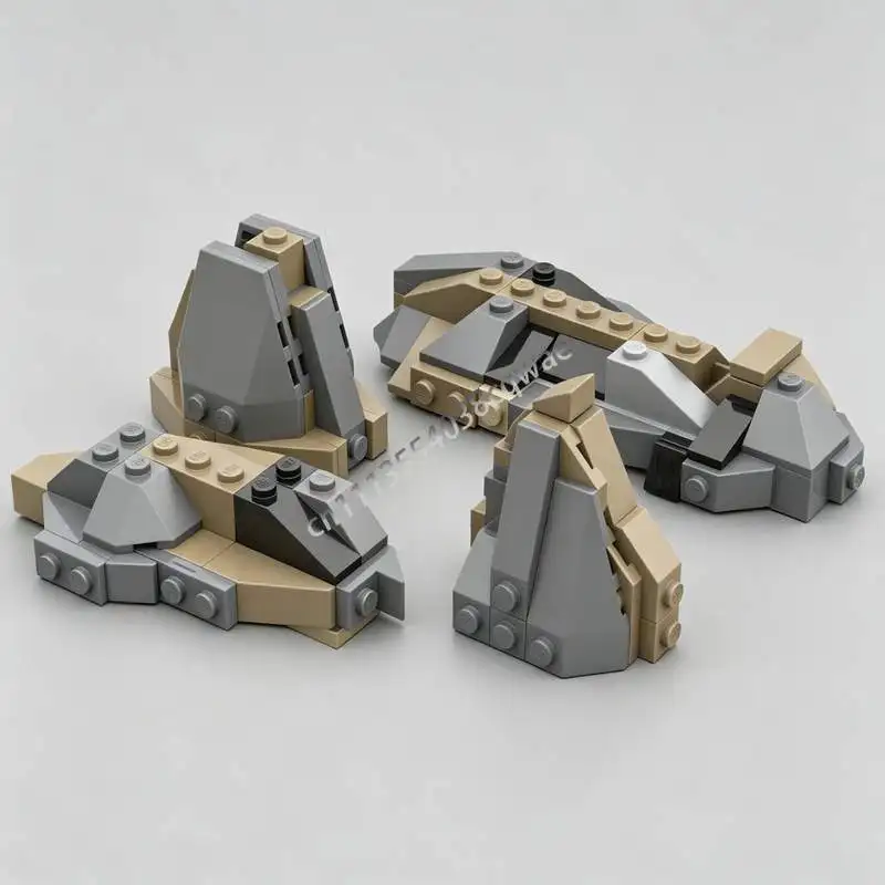 NEW 145Parts Graybrick Terrain Boulder Pack MOC Model Custom Building Blocks DIY Assembly Puzzle Toy Display Collectible Gifts