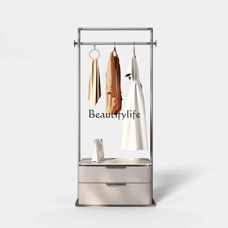 

FG17Minimalist Coat Rack Chest of Drawers Bedside Table Integrated Floor-standing Italian Light Luxury High-end Leather Clothes