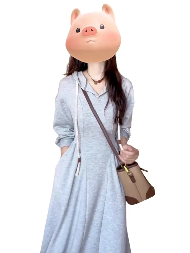 Vestidos de manga larga para mujer vestido de dama de honor otoño Modal ahumado Patchwork cuello alto ajustado estilo Preppy calidez artística Simple