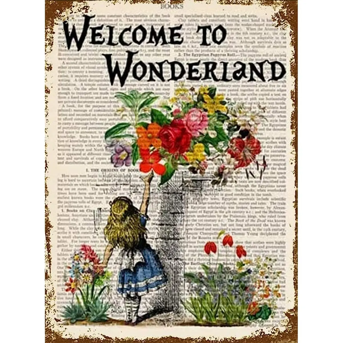 Welcome to Wonderland Alice Nursery Art letrero de estaño de Metal Vintage, letrero de garaje, decoración de pared para hombres, póster de tienda, decoración de cueva para hombres