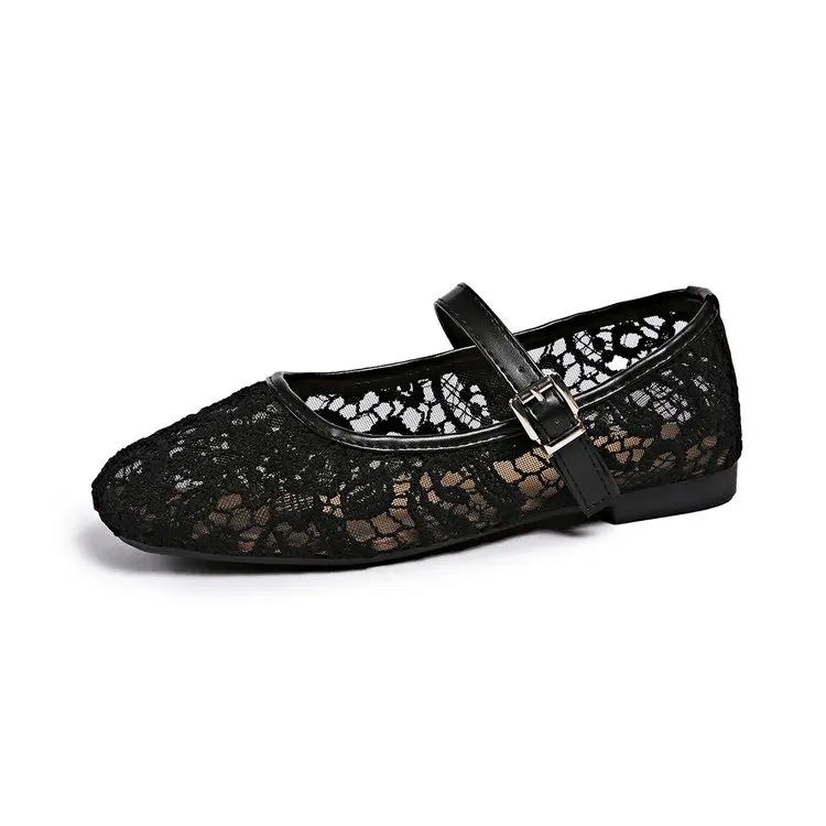 Modische Spitzen-Mary-Jane-Schuhe für Damen Lässige Bequeme Leder-Upgrade-Version Flacher Absatz Slip-On Damenschuhe – Detail 6