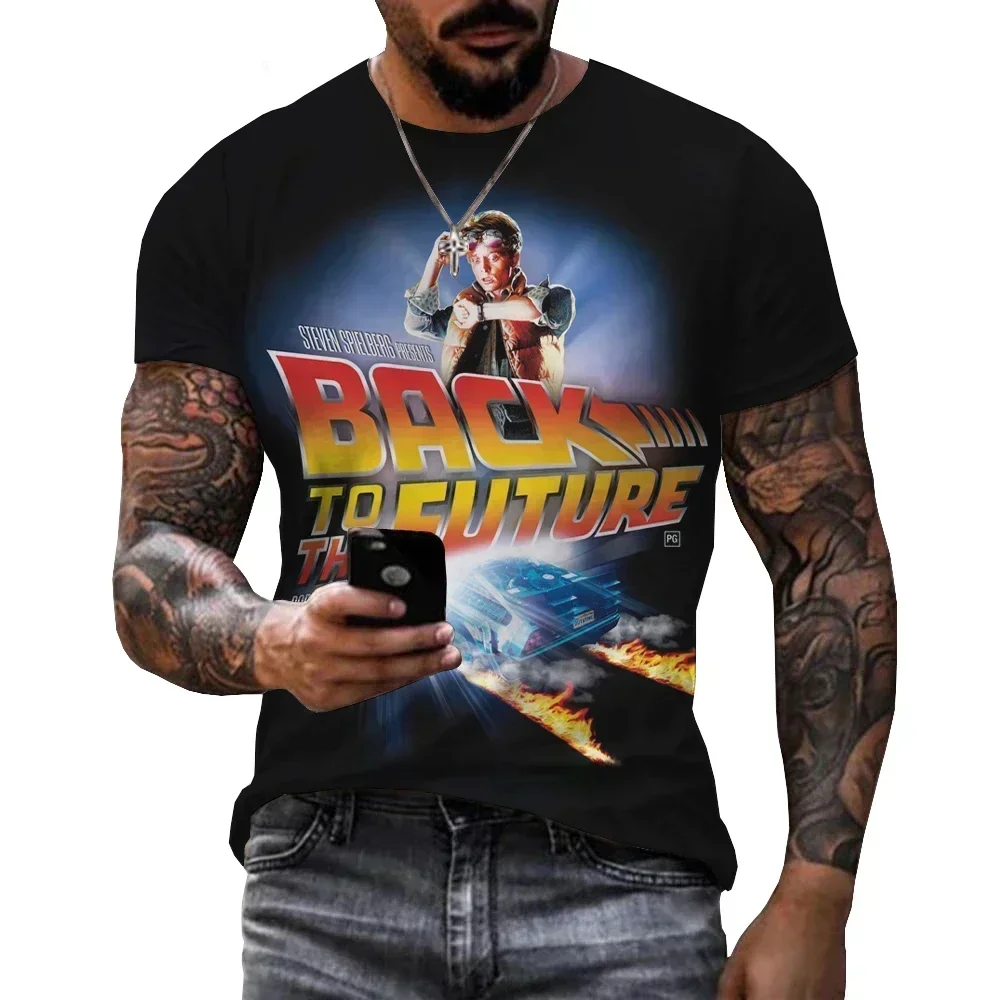 

Летняя мужская футболка Movie Returns To The Future с 3D принтом, модная повседневная уличная футболка с круглым вырезом и короткими рукавами, свободный топ с героями мультфильмов