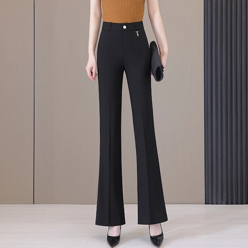 سراويل واسعة للنساء صيفية عالية الخصر مستقيمة ورقيقة أنيقة للتخسيس بدلة غير رسمية سراويل واسعة #6