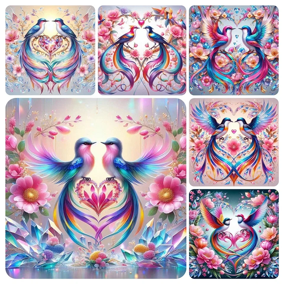 5D Diamond Painting Flowers and Birds Love 5D Diy Full Square Round Drill Mosaic Embroidery Animal Magpie Decor Home Decoration