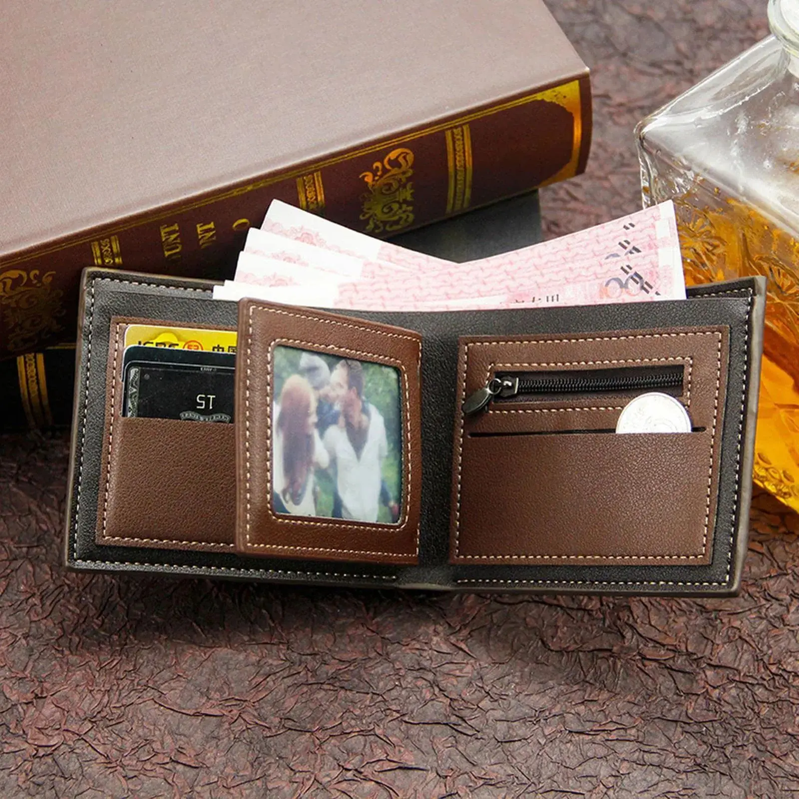 Engrave Name Text Logo Free Name Engraving Men Wallets Slim Coin Pocket Photo Holder Short Small Wallet Personalized Gift