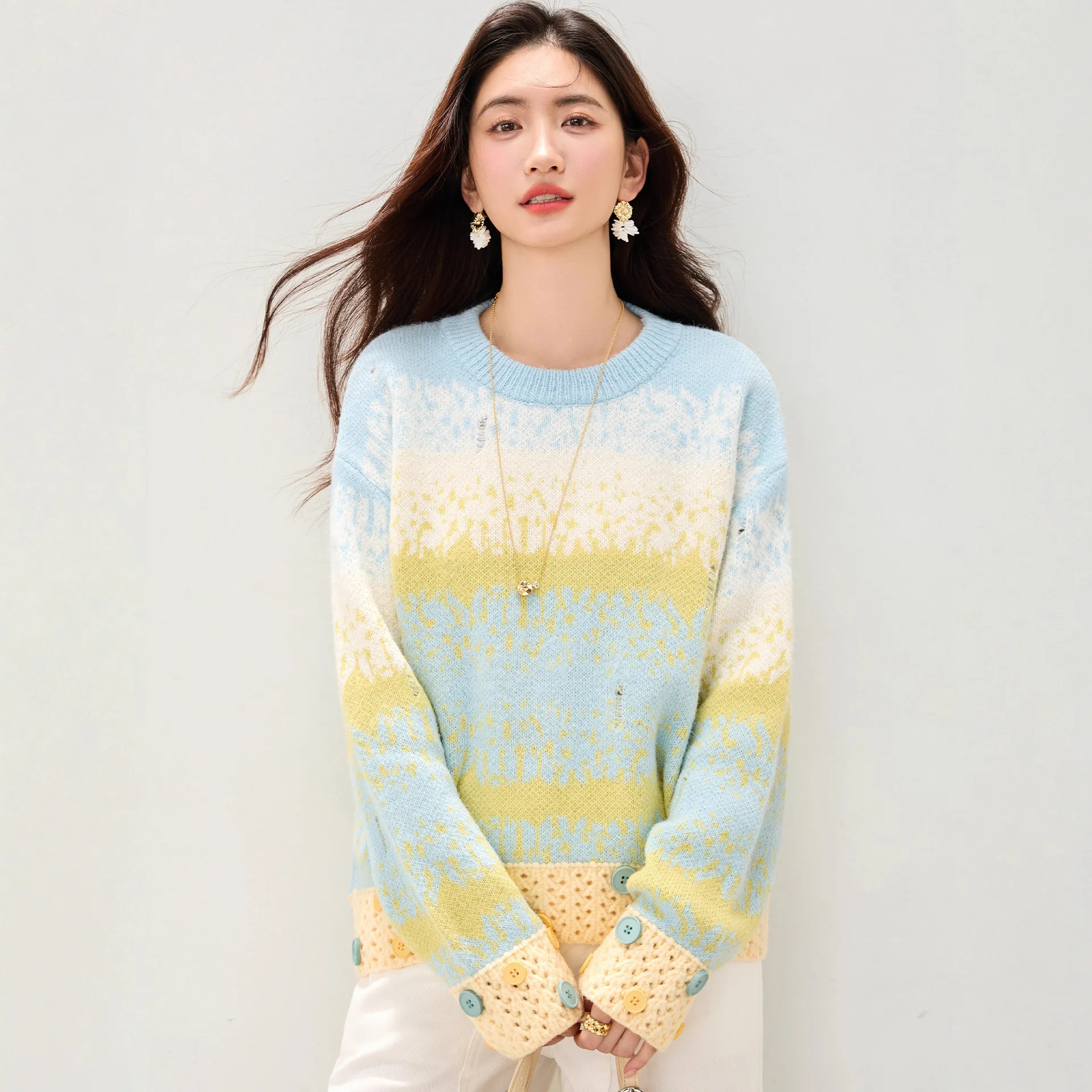 

Свитера Джемперы Пуловеры Женские Длинные Акриловые Полые Дизайны Фестиваль Y2K Городская Улица Альтернатива Гранж Сцена Зима Термальный BF