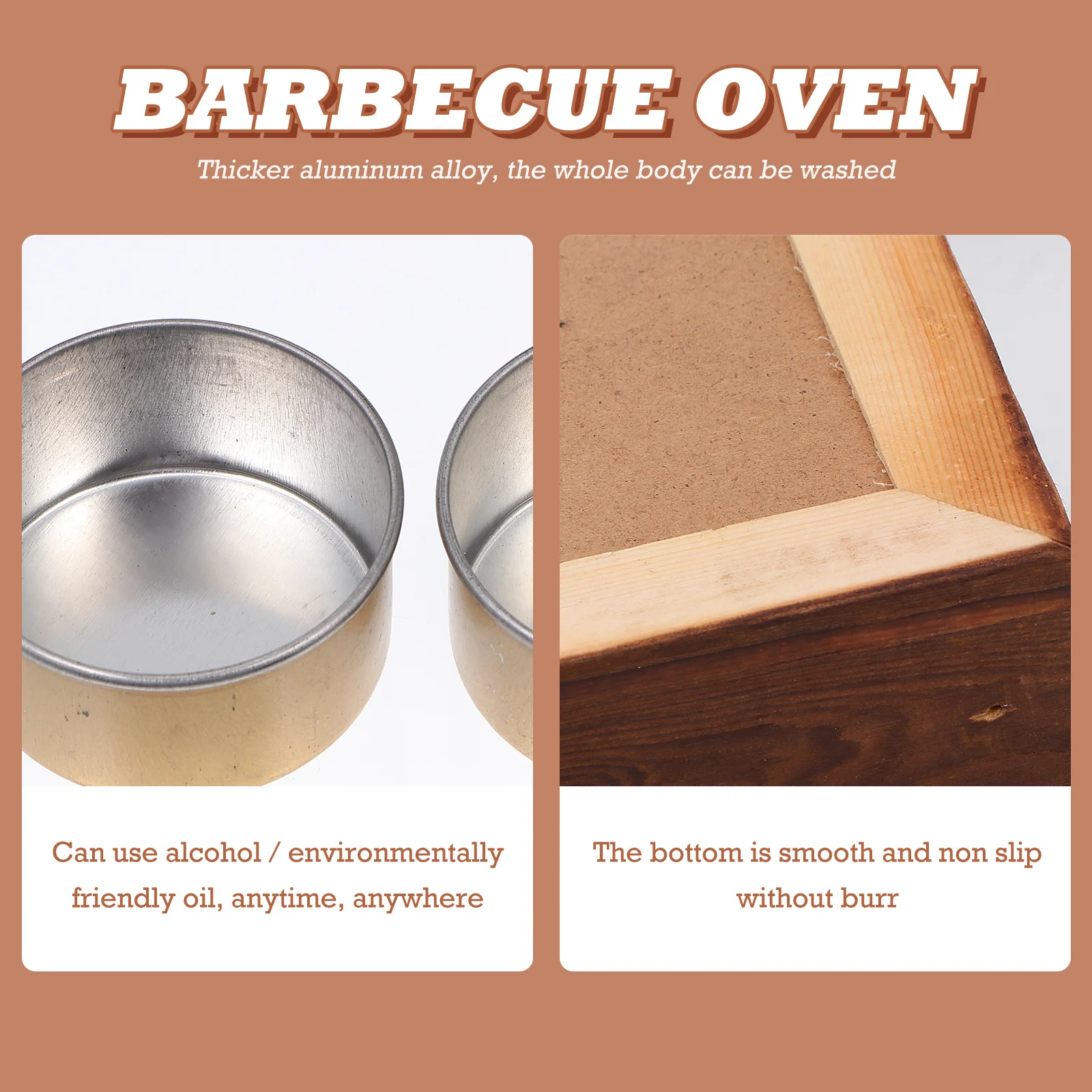 

1Pcs Aluminum Wood Base Bbq Grill Pan Non-Stick Heavy Duty for Home Outdoor Use Fast Even Heating Family Gathering Gift