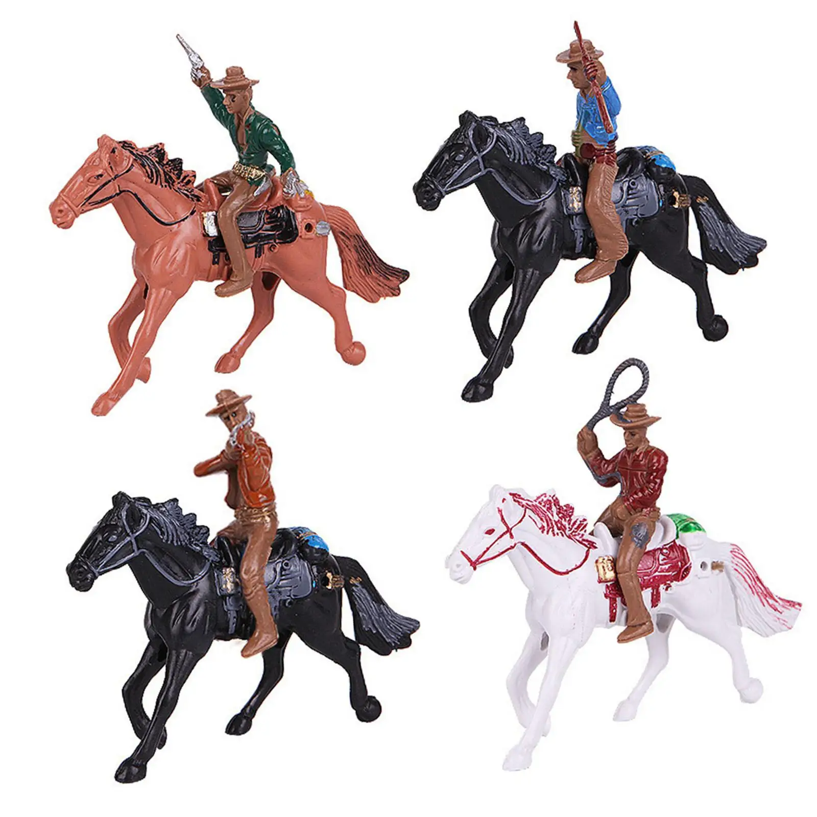 Estatuilla de montar a caballo Figuras americanas Regalo de cumpleaños Modelo de vaquero occidental Figuras de personajes para niños pequeños