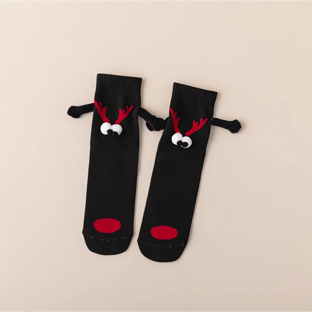 2023 niedliche Weihnachten Magnets ocken für Frauen Männer Paar lustige kreative Cartoon Augen Hand in Hand Mittel rohr lässige Baumwoll socken