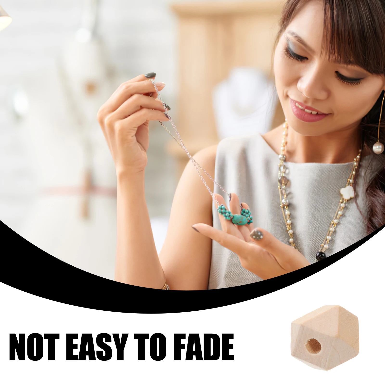 

100 Pcs Wooden Beads DIY Crafts Classic Jewelry Spacer Bamboo Unfinished Beads H made Projects Kids Home Party Geometric