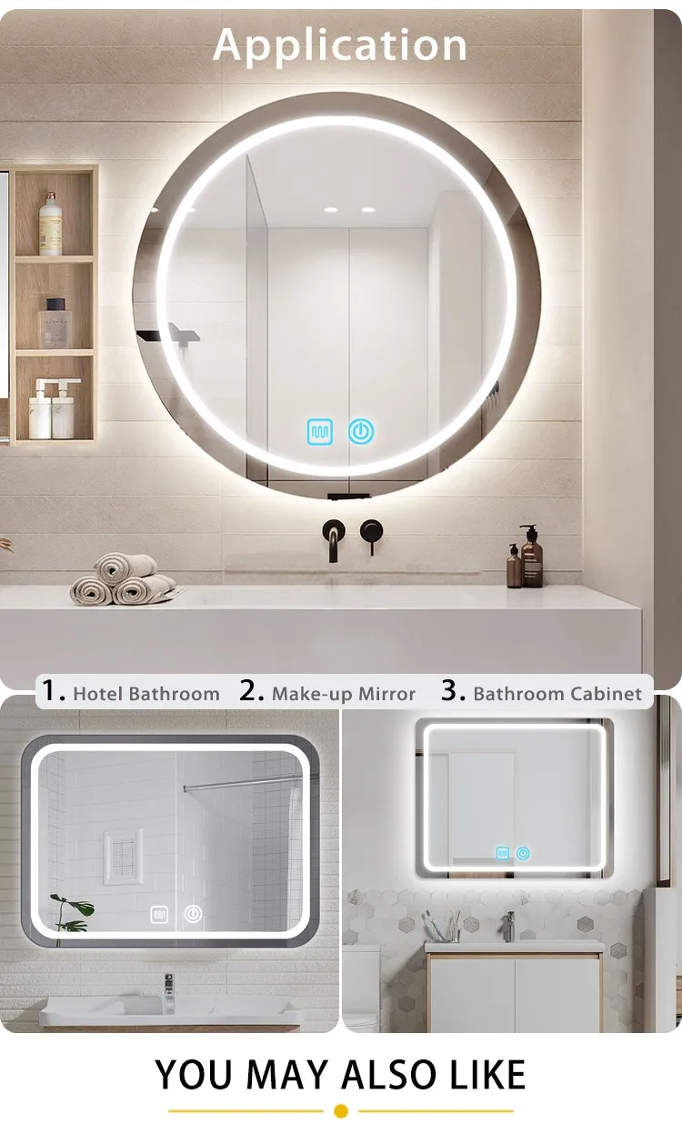 Badezimmerspiegel mit Touch-Dimmung, doppelter Touch-Bedienung zur Entnebelung, kapazitivem Touch-Sensor-Schalter – Detail 6