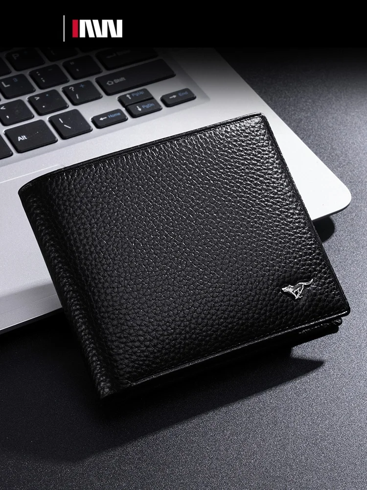 

Мужской кошелек Seventh Wolf, новинка 2025 года, простой держатель для карт, тонкий кожаный зажим для бизнеса, верхний слой из воловьей кожи