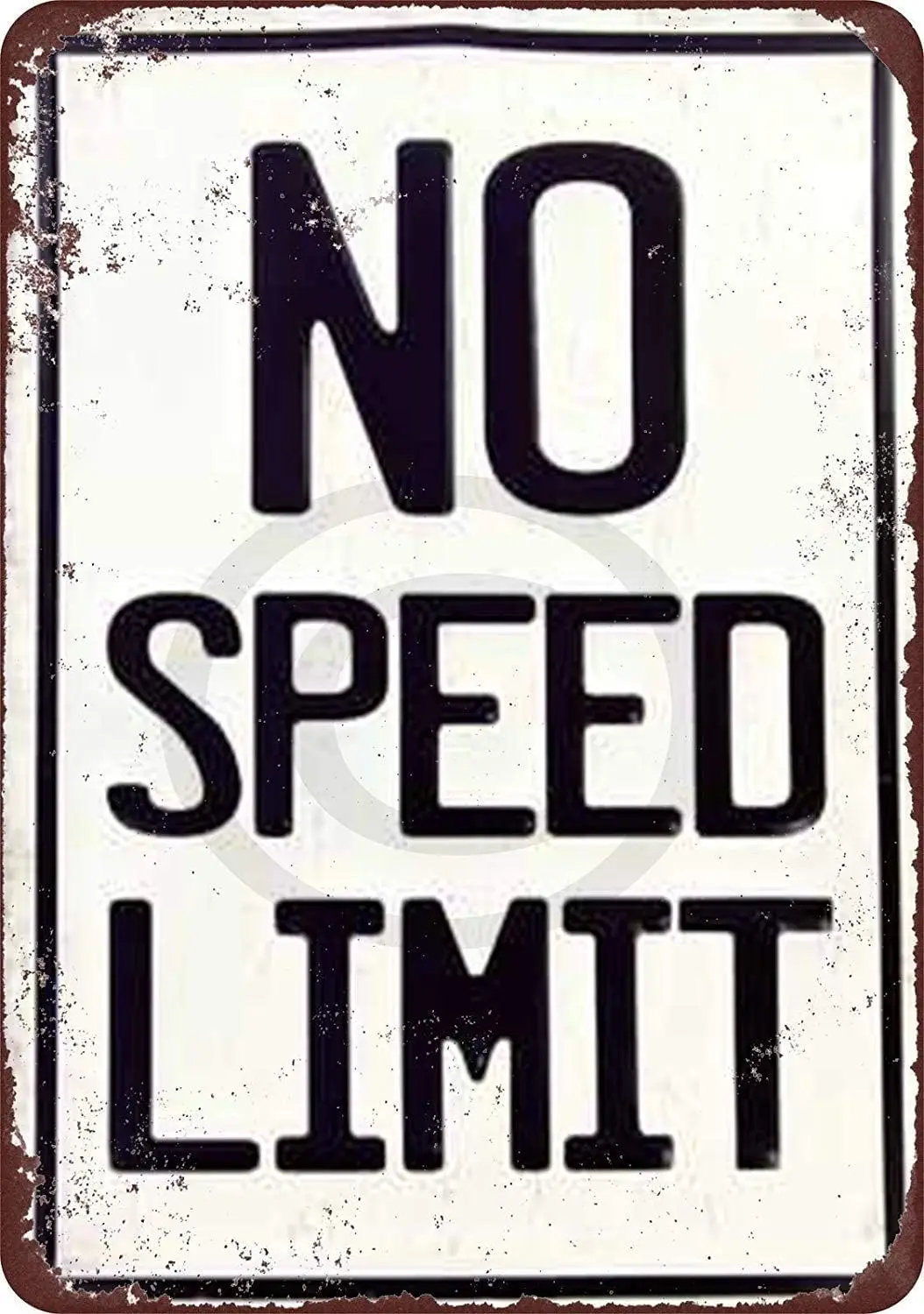 1p,Tin Sign No Speed Limit Vintage Reproduction Metal Sign