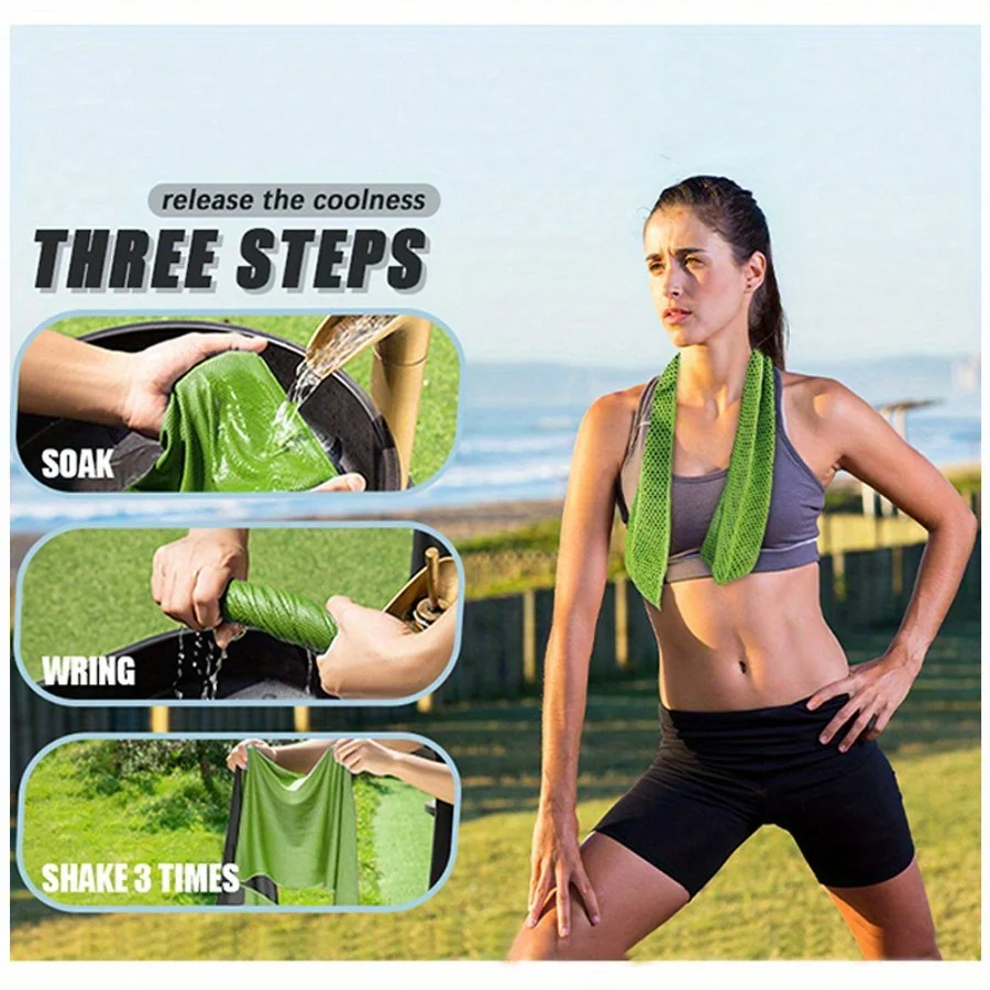 Set of 4 40-inch X 12-inch (100 X 30 Cm) Cooling Towels—soft, Breathable, and Quick-drying Sports Cooling Towels; Neck