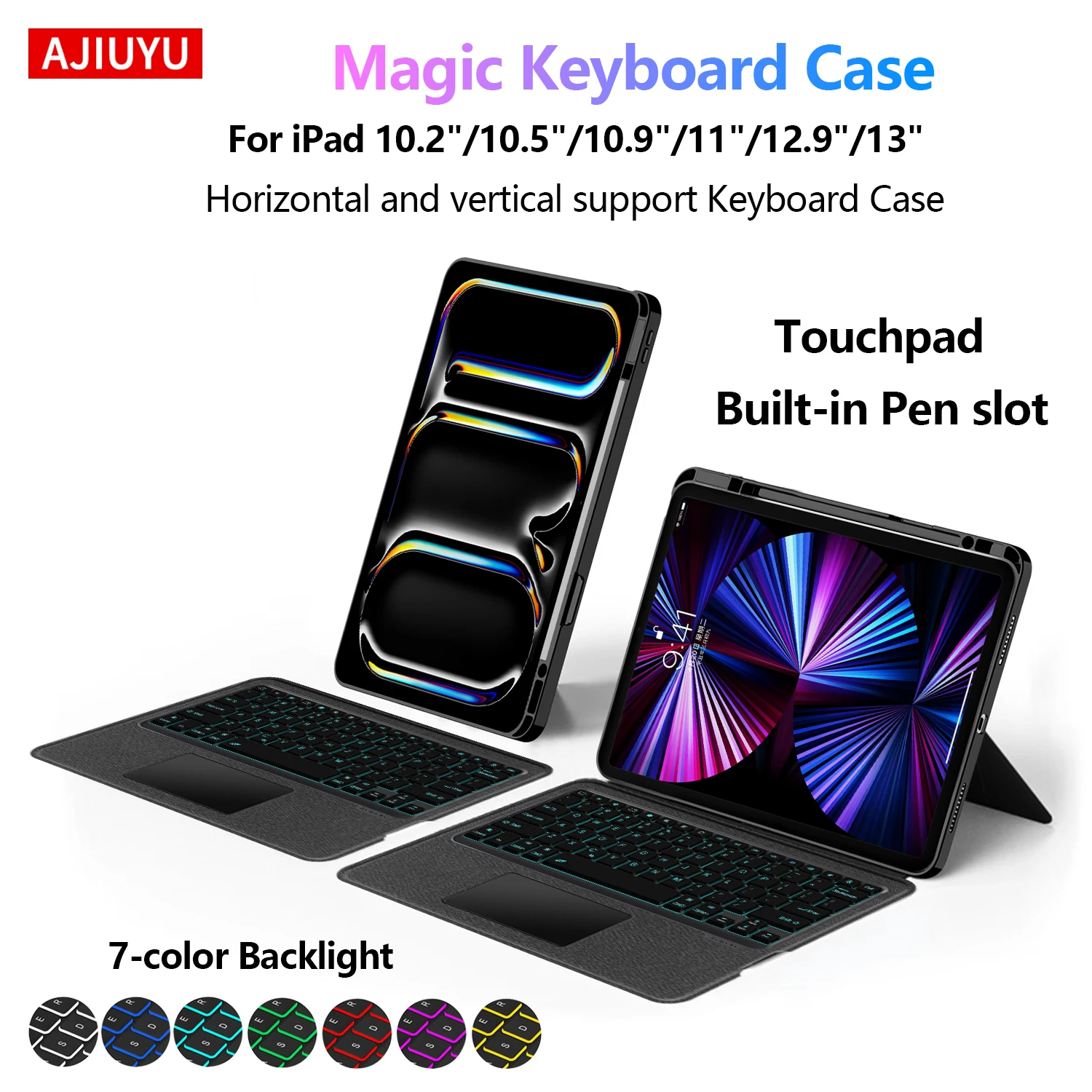 Keyboard For iPad Pro 11 12.9 13 Air 11 13 Inch 10.2 10.5 Air 5 4 3 10th A16 Case Magic Smart Keyboard Cover TouchPad Backlight