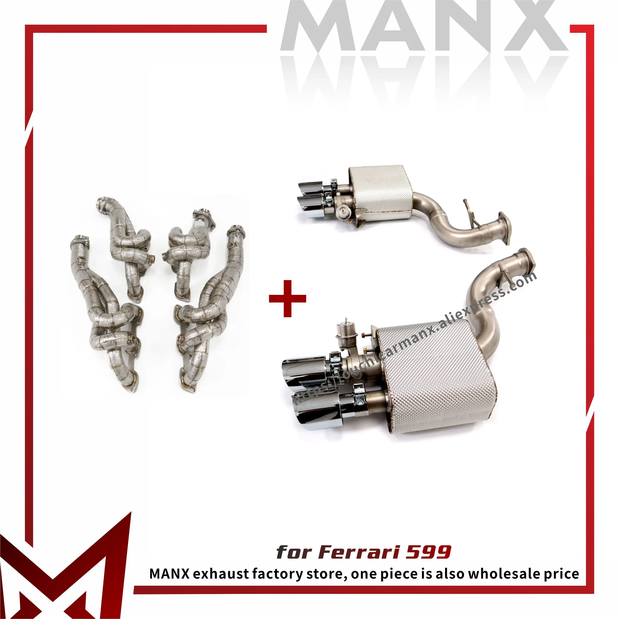 

MANX Exhaust pipe for Ferrari 599 6.0L V12 Catback Vacuum valves SS304 with Muffler manifold Long service life Tips