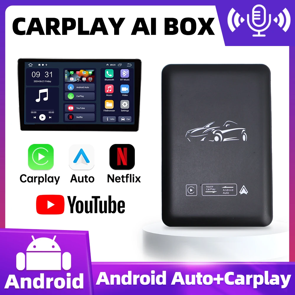 

Wireless apple Carplay AI Box Android Auto Plug And Play Android 10 Dual Frequency WiFi Car Accessories