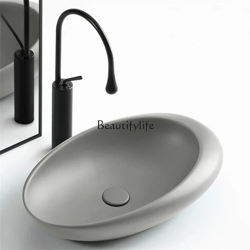 

Minimalist Designer Advanced Gray Bathroom Sinks Countertop Wash Basin Modern Washing Sink Art Ceramic Basin Bathroom Washbasins