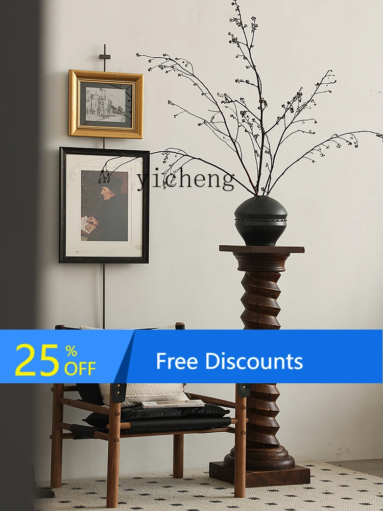 

Spiral Wooden Base Charles French Sculpture Table Pillar Floor Decorative Column Ornament